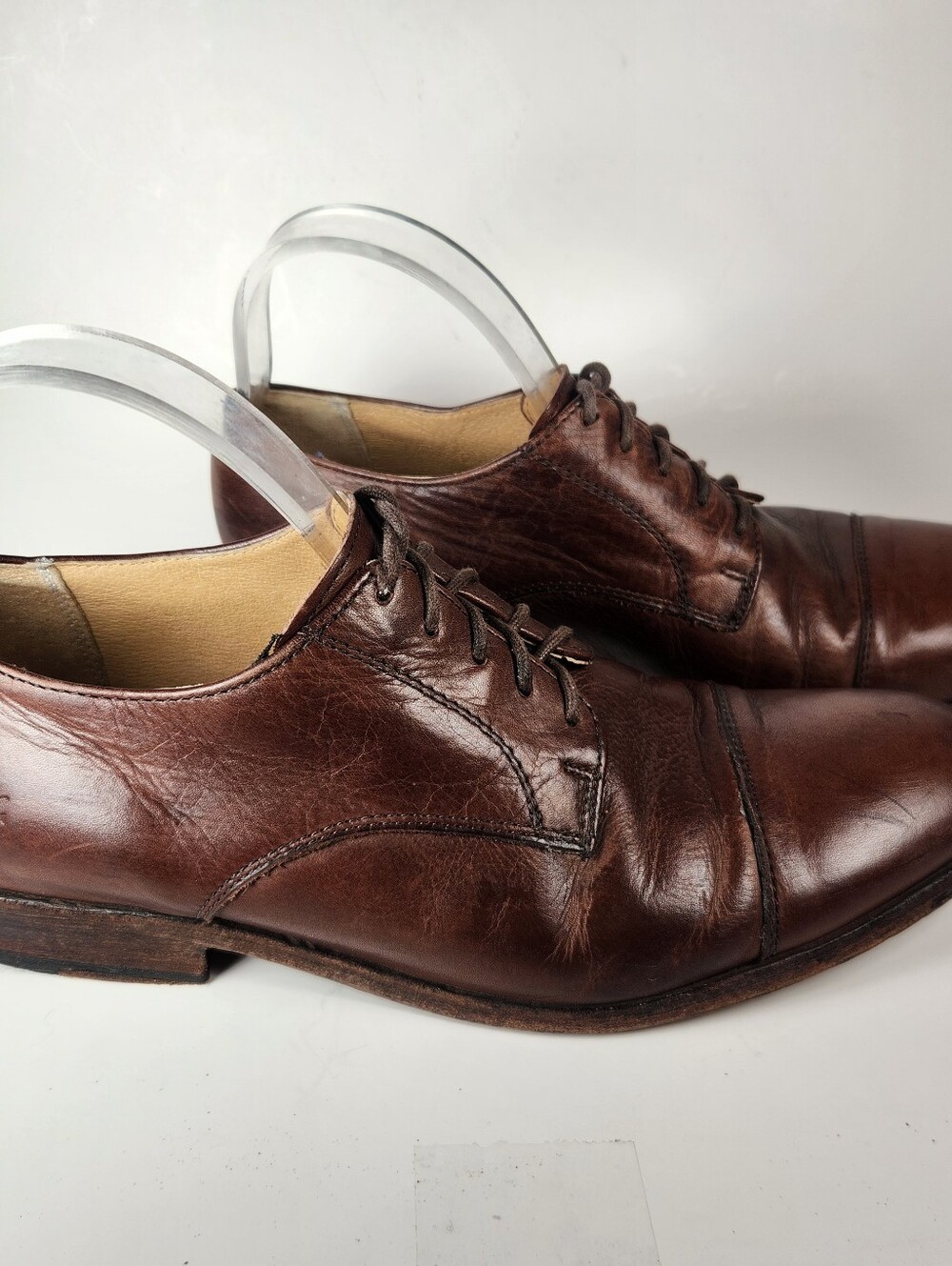 FRYE Men’s Oliver Oxford Dress Shoe Size 9.5 Brown Leather Cap Toe Lace Up